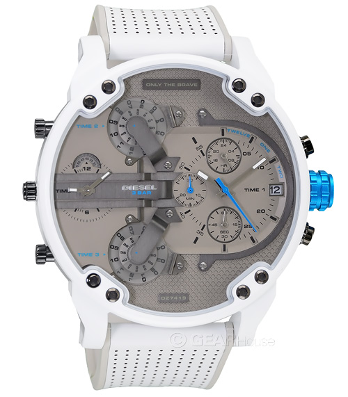 DIESEL Mens MR Daddy 2.0 Chronograph Watch, Gray Dial, White