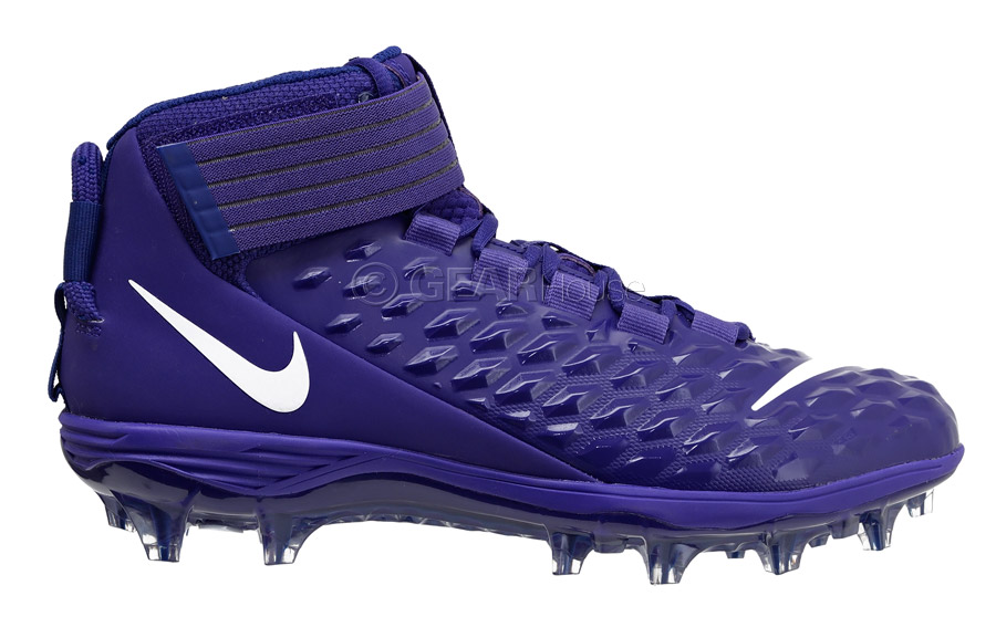 purple and white football cleats