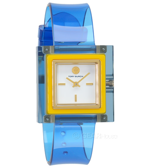 TORY BURCH Sedgwick Womens Square Watch White Dial Blue Yellow