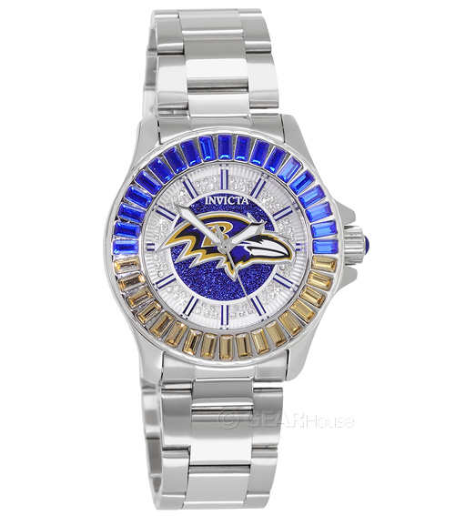 Invicta NFL Baltimore Ravens Womens Watch, Logo Dial, Baguette