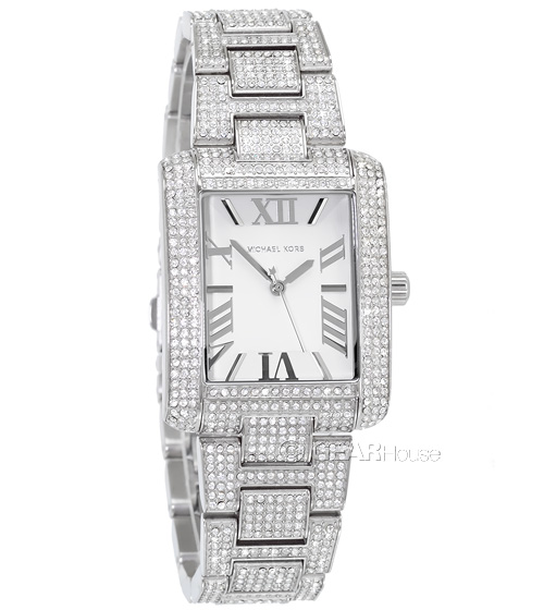 Michael Kors Silver and White Watch with Crystal Details Michael Kors White Ceramic Diamond Bezel Wrist Watch for  main image 4