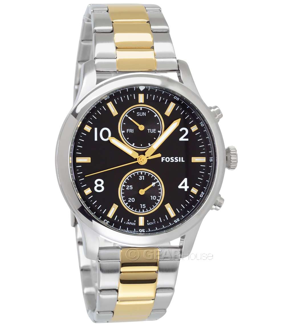 FOSSIL Bennett Mens Multifunction Watch Gold Black Two-Tone