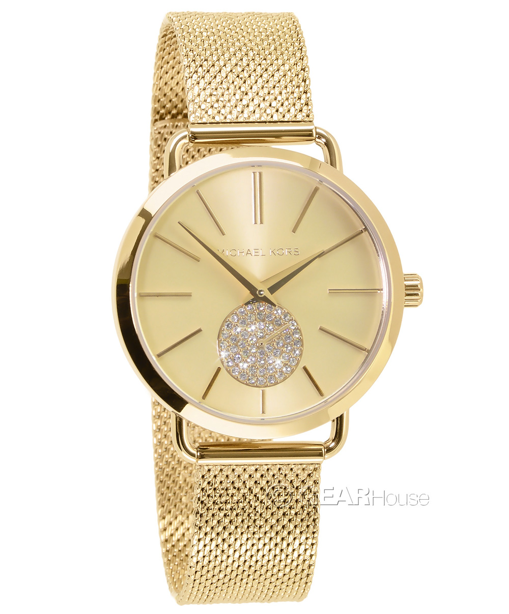 Michael Kors Gold and White Mesh Crystal Accent Women\'s Watch Michael Kors Catelyn Womens Watch, Pave Crystals, Two-Tone  main image 3
