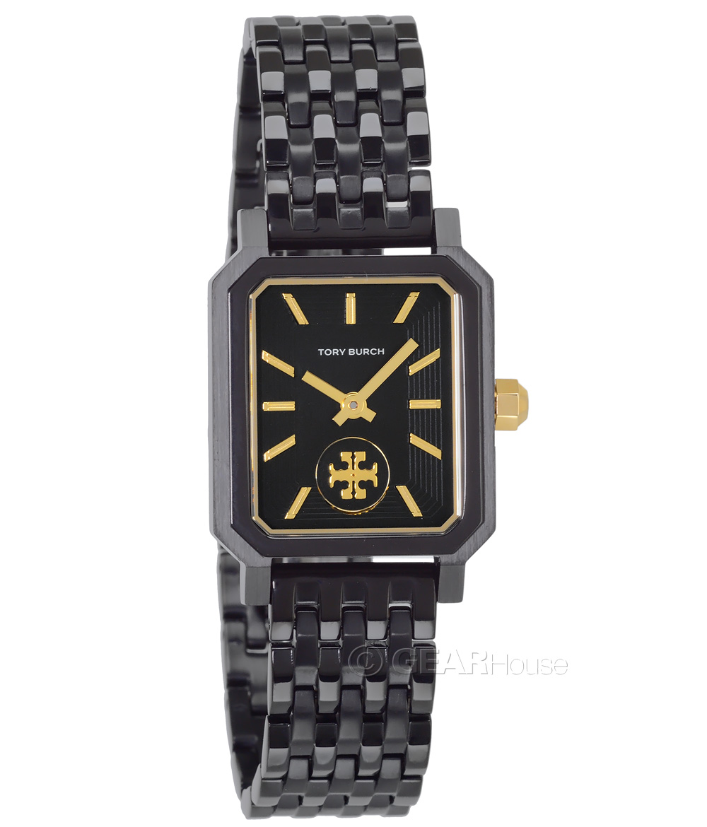 TORY BURCH Robinson Womens Watch, Black Rectangular Dial, Gold